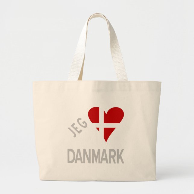 Jeg Elsker Danmark Gray Jumbo Stoffbeutel (Vorne)