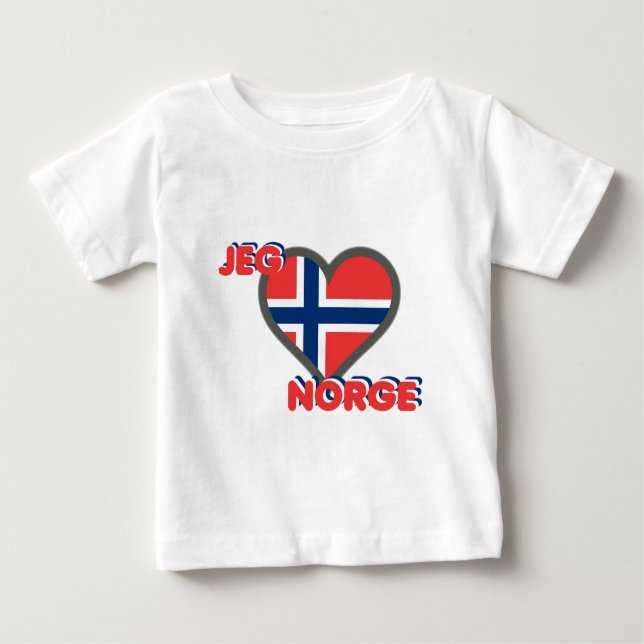 Jeg Elsker Norge (i-Liebe Norwegen) Baby T-shirt (Vorderseite)