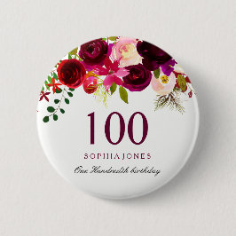 Jegliche 100. Geburtstagsparty des Burgund Floral Button