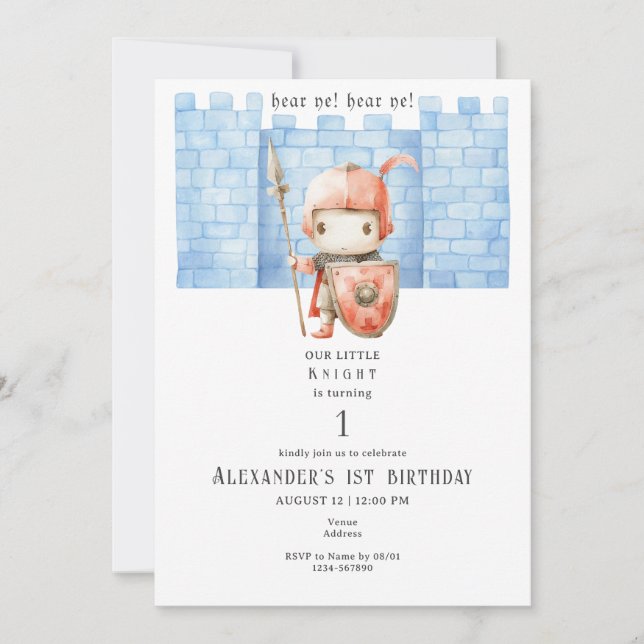 Jegliche Alterskinder Mittelalter Ritter Renfaire  Einladung (Vorderseite)