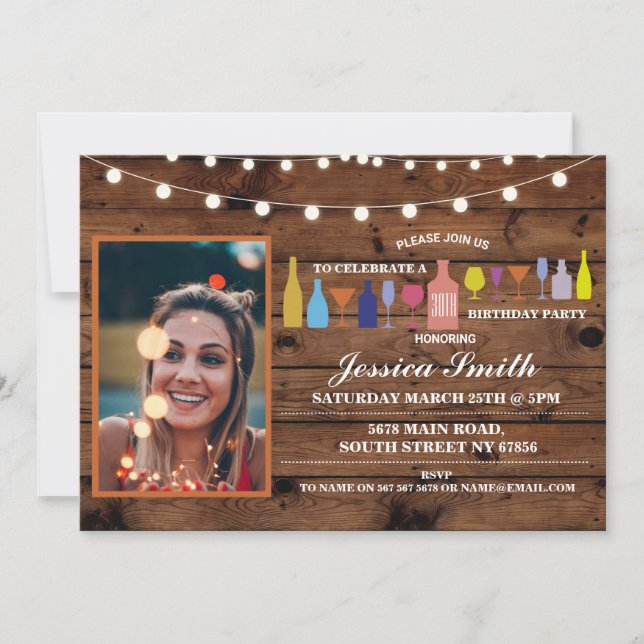 Jegliche Bar der Geburtstagspartei Einladung (Vorderseite)