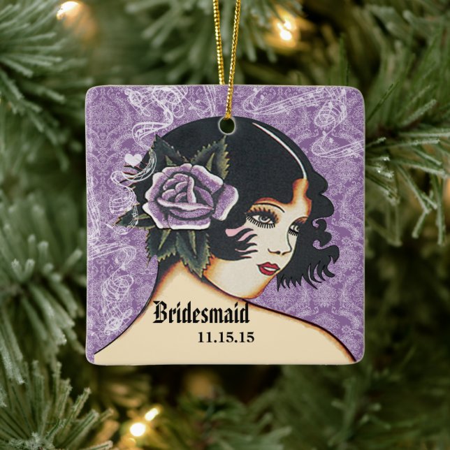 Jegliche Farbe Hochzeit Bridesmaid Weihnachtsschmu Keramikornament (Baum)