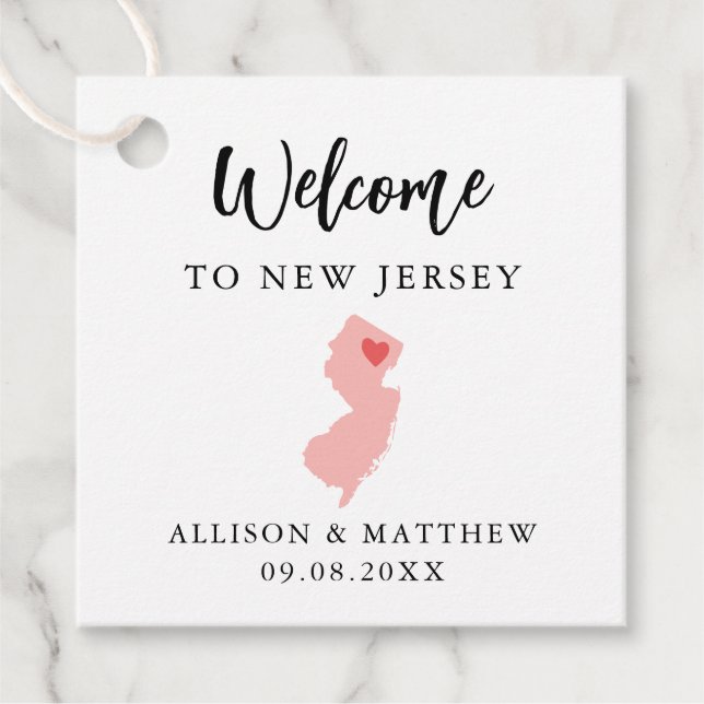 Jegliche Farbe New Jersey Wedding Welcome Bag Geschenkanhänger (Vorderseite)
