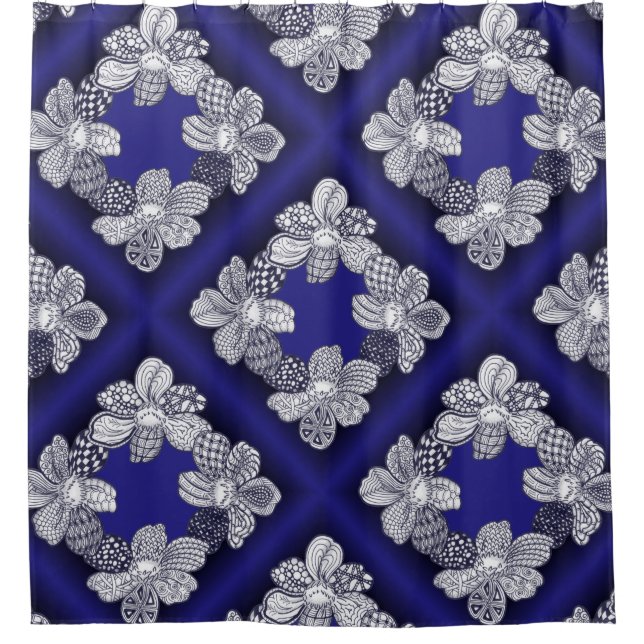 Jegliche farbige Eindeutige Blume Doodles Duschvorhang (Vorderseite)