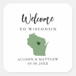 Jegliche farbige Wisconsin-Staat-Begrüßungstasche Quadratischer Aufkleber