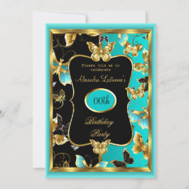 Jegliche Geburtstagsparty Aquamarin Blue Gold Butt Einladung