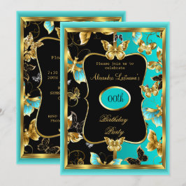 Jegliche Geburtstagsparty Aquamarin Blue Gold Butt Einladung