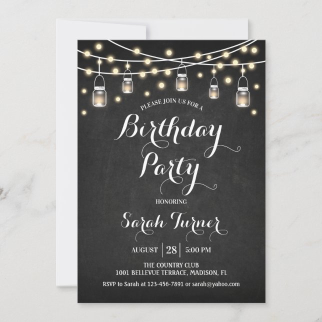 Jegliche Geburtstagsparty - Halbpension Einladung (Vorderseite)