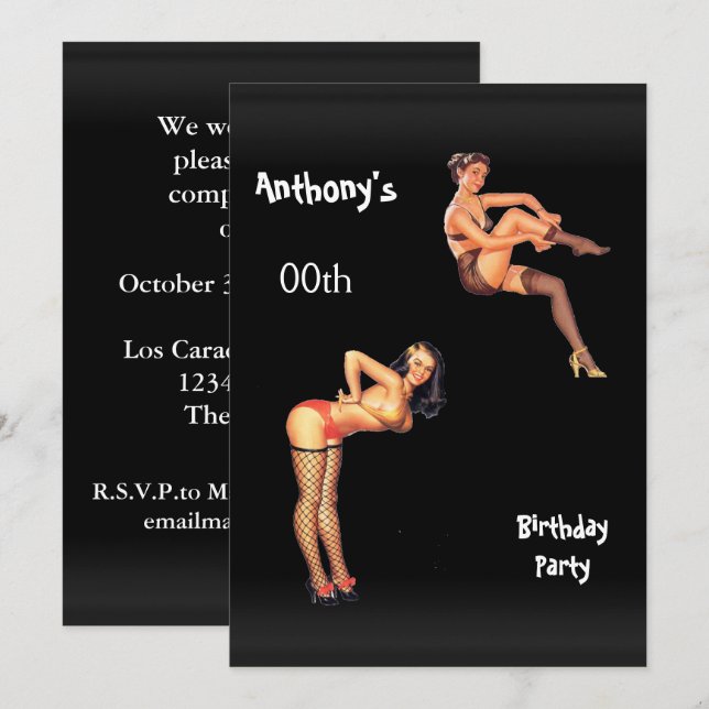 Jegliche Geburtstagsparty von Männern Einladung (Vorne/Hinten)