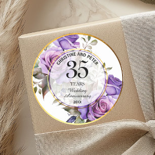 Jegliche Hochzeit (35) Gold Frame Rose Jahrestag Runder Aufkleber