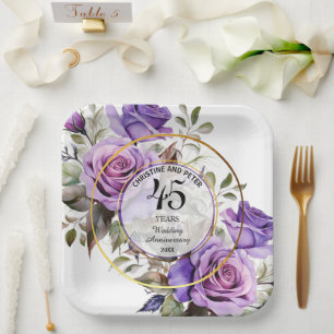 Jegliche Hochzeit (45) Gold Frame Rose Jahrestag Pappteller