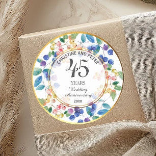 Jegliche Hochzeit (45 Jahre) Gold Frame Berries Runder Aufkleber