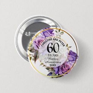 Jegliche Hochzeit (60) Gold Frame Rose Jahrestag Button