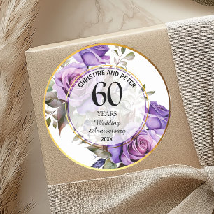 Jegliche Hochzeit (60) Gold Frame Rose Jahrestag Runder Aufkleber