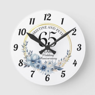 Jegliche Hochzeit (65) Eleganter blauer Flora Jahr Runde Wanduhr