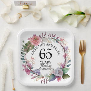 Jegliche Hochzeit (65) Eleganter Blumenjubiläum Pappteller
