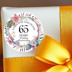 Jegliche Hochzeit (65) Eleganter Blumenjubiläum Runder Aufkleber