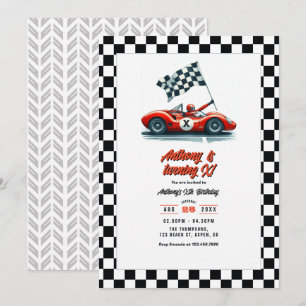 Jegliche individuell anpassbare Rennwagen Geburtst Einladung