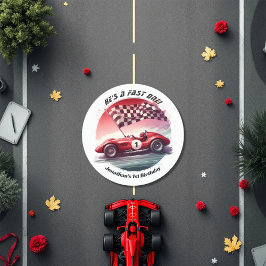 Jegliche individuell anpassbare Rennwagen Geburtst Runder Aufkleber