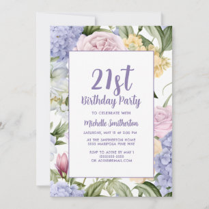 Jegliche Lila Rose in Rosa Hydrangeas Geburtstag Einladung