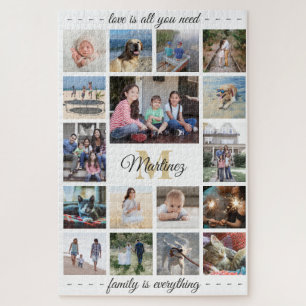 Jegliche Quote Familie Foto Collage Gold White Mon Puzzle