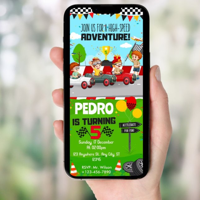 Jegliche Race Car Themenparty zum Geburtstag Einladung (Von Creator hochgeladen)