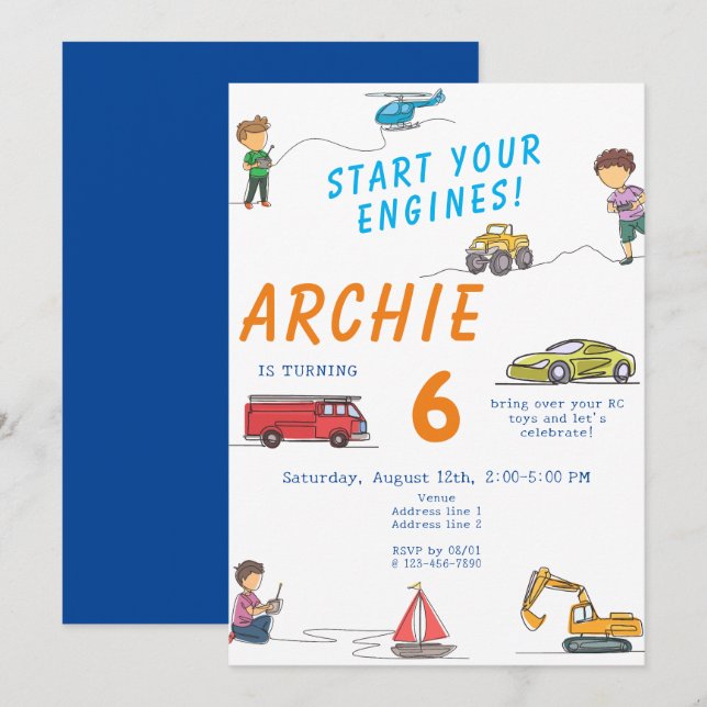 Jegliche Remote-Kontrolle RC Auto Motor Kindergebu Einladung (Vorne/Hinten)