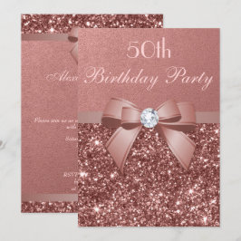 Jegliche Rose Geburtstag Gold Glitzer Diamond Bow Einladung