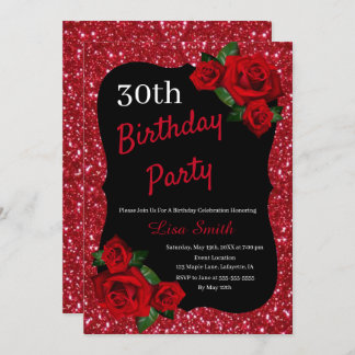 Jegliche Rote Rosen des Alters Roter Glitzer Einladung