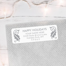 Jegliche Text-White & Gray-Holiday-Holly-Rücksende