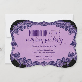 Jegliche Überraschung Geburtstag Lila Vintagen P99 Einladung