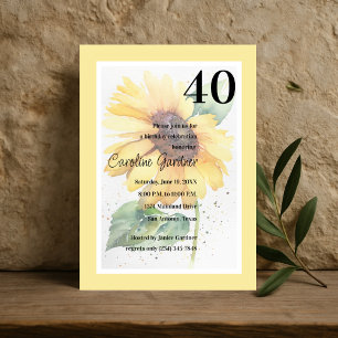 Jegliche Zahl Geburtstag Gelbe Sonnenblume Einladung