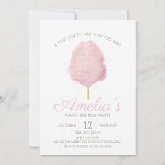 Jeglicher alter rosa Glitzer Cotton Candy Geburtst Einladung