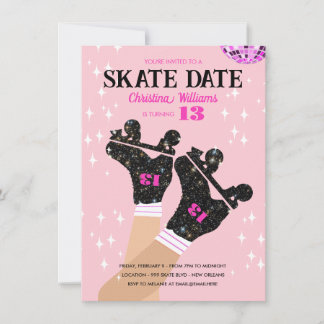 Jeglicher alternativer Rosa Disco Roller Skate Geb Einladung
