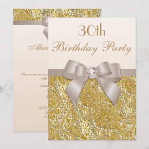 Jeglicher Alters Birthday Gold Glitzer Diamond Bow Einladung