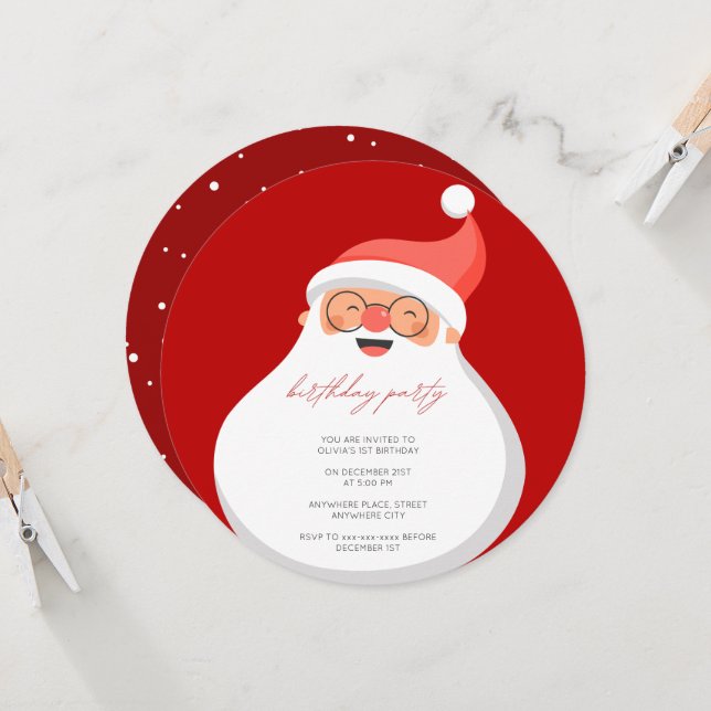 Jeglicher Altersretro Weihnachten Geburtstag Einladung (Vorderseite/Rückseite Beispiel)