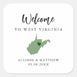 Jeglicher Color West Virginia Staat HochzeitsWillk Quadratischer Aufkleber