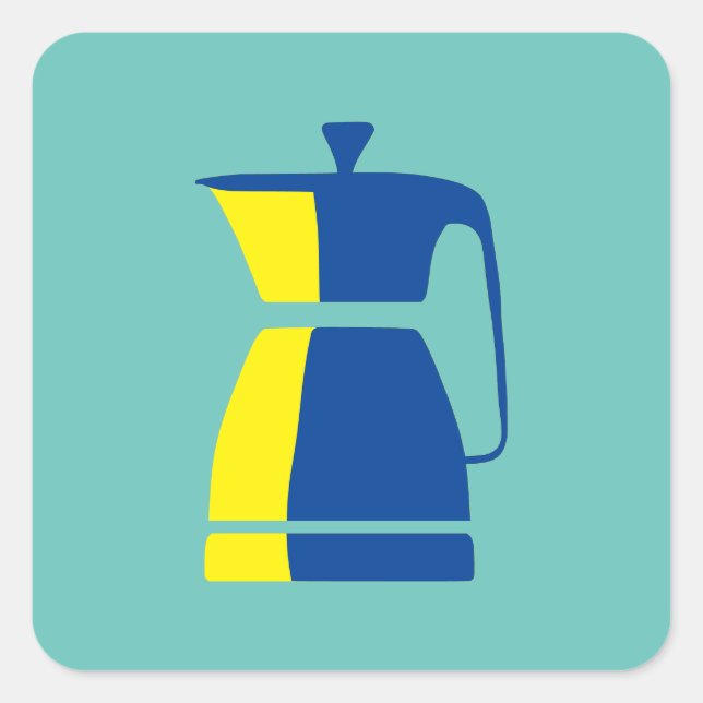 Jeglicher Colour Coffee Pot Quadratischer Aufkleber (Vorderseite)