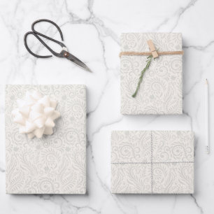 Jeglicher Fall weißes, florales botanisches Geschenkpapier Set