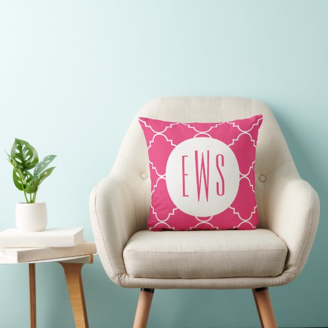 Jeglicher farbiger Chic Quatrefolie-Mit Monogramm  Kissen (Stuhl )