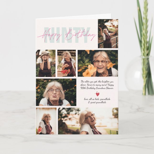 Jeglicher Geburtstag| 7 FotoCollage Karte (Vorderseite)