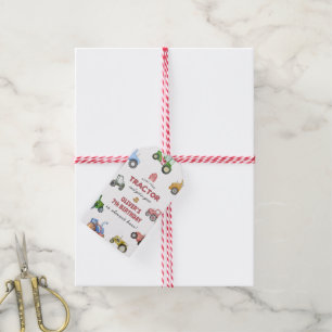 Jeglicher Geburtstag eines Aquarelltraktors Geschenkanhänger