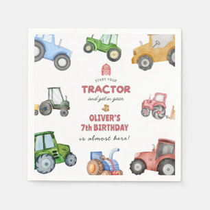 Jeglicher Geburtstag eines Aquarelltraktors Serviette