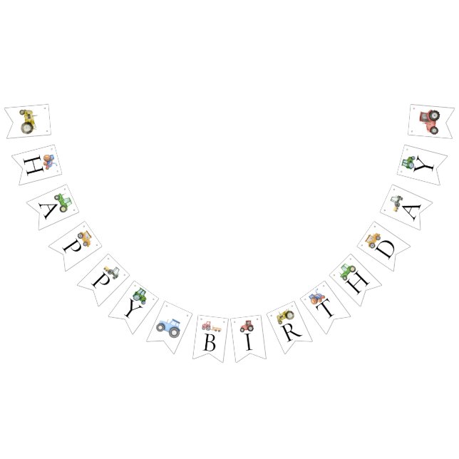 Jeglicher Geburtstag eines Aquarelltraktors Wimpelkette (Alle)