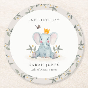 Jeglicher Geburtstag eines Elefanten aus Holz Runder Pappuntersetzer