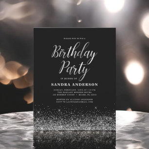 Jeglicher Geburtstag Silver Black Modern Glitzer