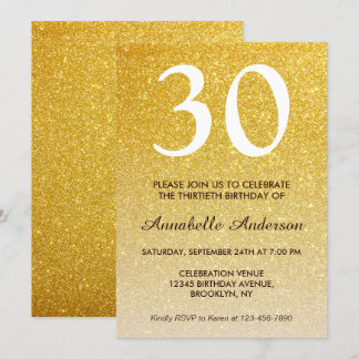 Jeglicher gelber Glam-Glitzer Sparkle Geburtstag Einladung