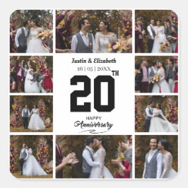 Jeglicher glücklicher Jahrestag 10 FotoCollage Quadratischer Aufkleber