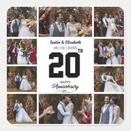 Jeglicher glücklicher Jahrestag 10 FotoCollage Quadratischer Aufkleber