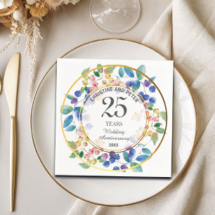 Jeglicher Hochzeitstag (25) Gold Frame Berries Serviette